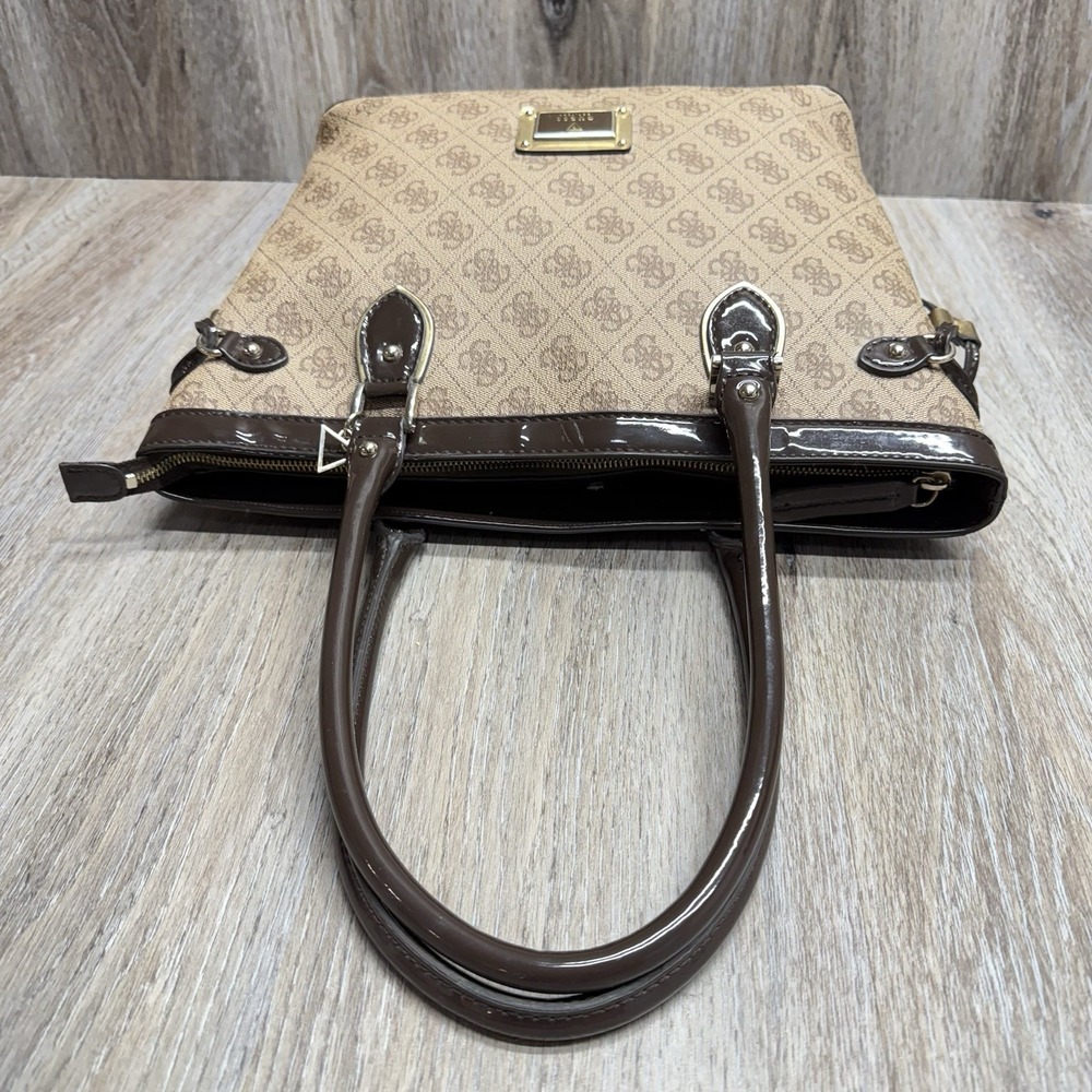 ☆ Guess Logo Print Satchel Handbag Purse + Wallet Brown Multicolor Please Read - Picture 5 of 16